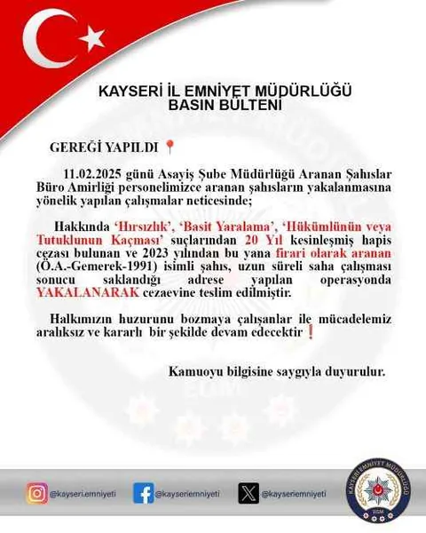 20 Yıl Hapis Cezası Vardı! Uzun Süre Firari Gezen Şahıs, Saklandığı Adreste Yakalandı — haber görseli