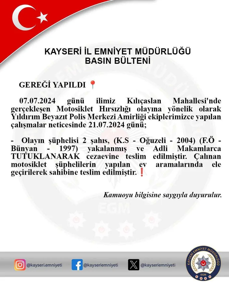 Motosiklet Hırsızları Yakalandı — haber görseli