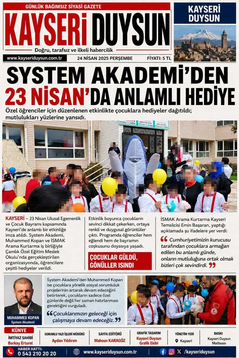 SYSTEM AKADEMİ’DEN 23 NİSAN’DA ANLAMLI HEDİYE — haber görseli