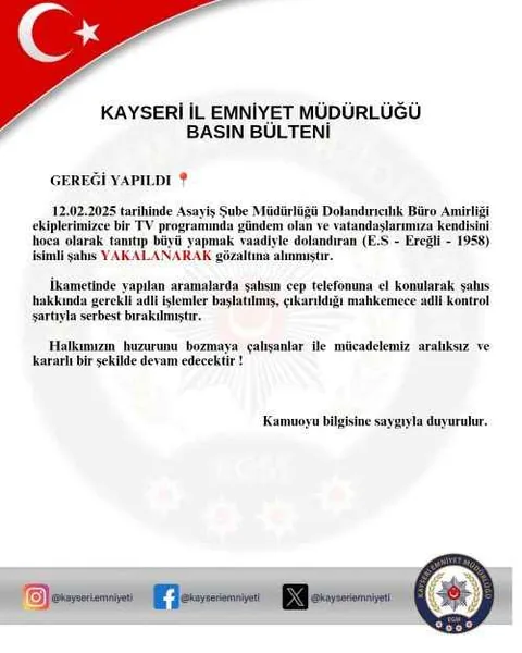 SAHTE HOCA OPERASYONU! Büyü Yapma Vaadiyle Vatandaşları Dolandıran Şahıs, Adli Kontrol Şartıyla Serbest — haber görseli