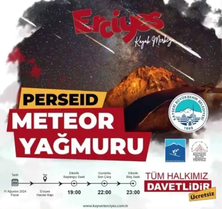 Erciyes Kayak Merkezi’nde Perseid Meteor Yağmuru Etkinliği 11 Ağustos’ta — haber görseli