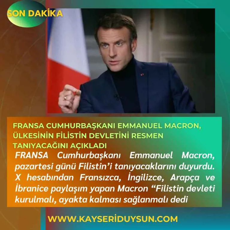 Macron duyurdu: Fransa, Filistin'i devlet olarak tanıyacak — haber görseli