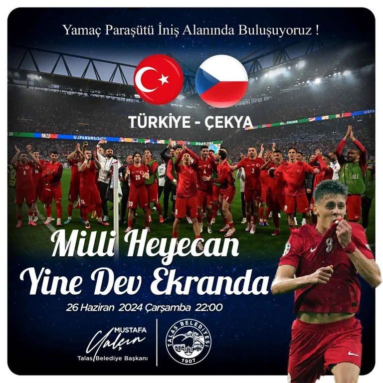 Talas'ta Milli Heyecan! Talas Belediyesi, Euro 2024 Heyecanını Dev Ekrana Taşıyor — haber görseli