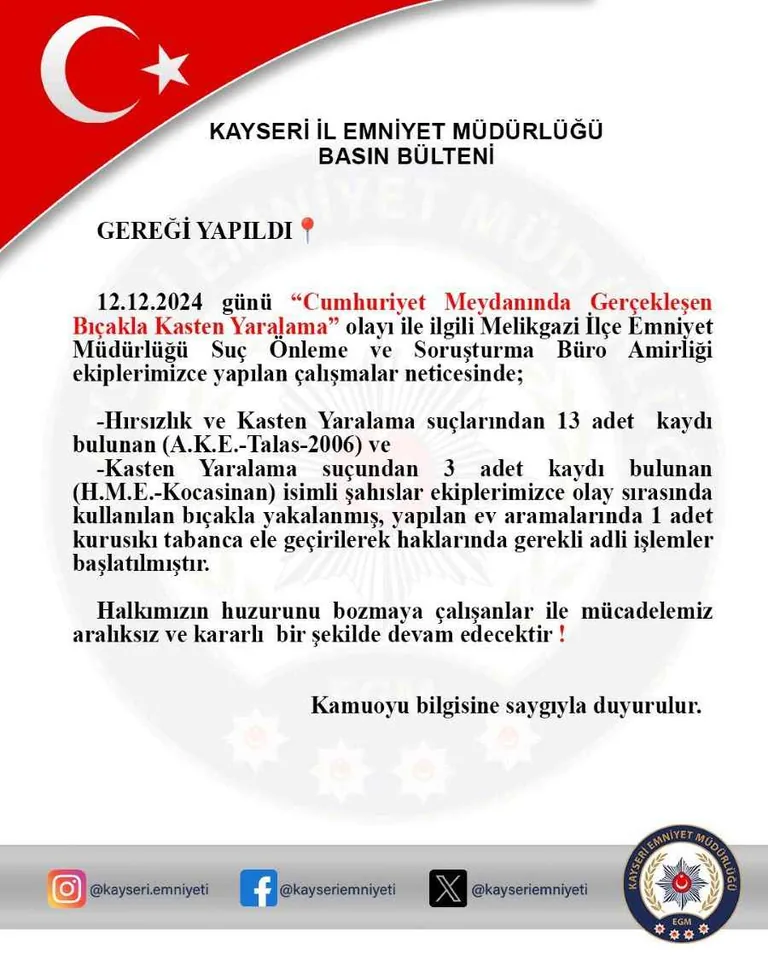 Cumhuriyet Meydanı’nda Bıçaklı Yaralama! 18 Yaşındaki İki Suç Makinası Kıskıvrak Yakalandı — haber görseli