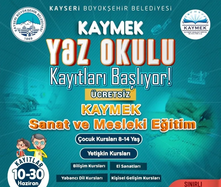 KAYMEK Yaz Kursları İçin Kayıtlar Başlıyor! Kayserililere Eğitimle Dolu Bir Yaz Tatili Fırsatı — haber görseli