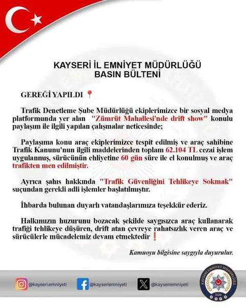 Kayseri Zümrüt Mahallesi'nde Drift Show Pahalıya Patladı — haber görseli