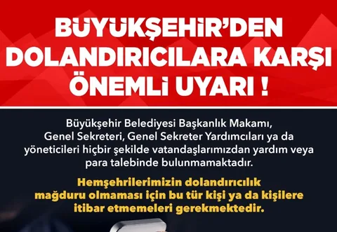 KAYSERİ BÜYÜKŞEHİR’DEN “DOLANDIRICILIK” UYARISI — haber görseli