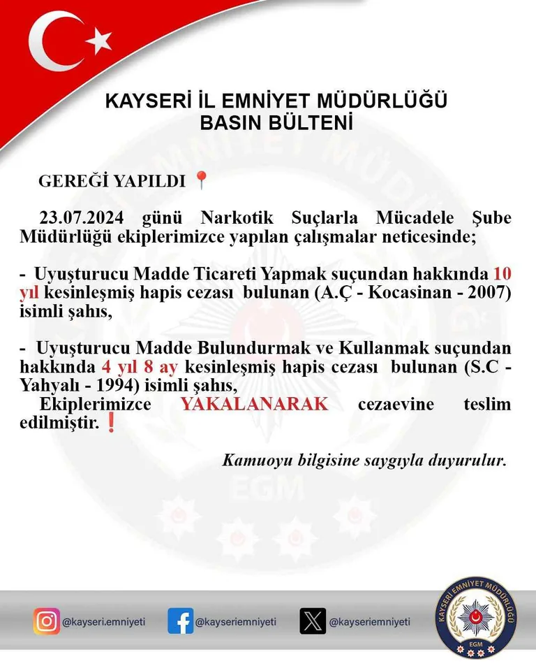 Kayseri'de Narkotik Baskını: 17 ve 30 Yaşındaki Zehir Tacirleri Yakalandı! — haber görseli