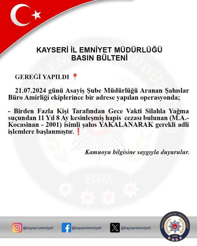 Gece Vakti Silahlı Yağma Suçundan Aranan Şahıs Yakalandı — haber görseli