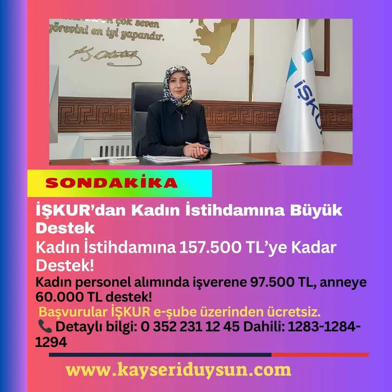 İŞKUR’dan Kadın İstihdamına Büyük Destek: İşverenlere aylık 32 bin 500 TL’ye kadar prim — haber görseli