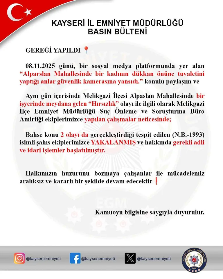 Kayseri’de Akıl Almaz Görüntüler! Alparslan Mahallesi'nde ki Tuvalet Skandalı ve Hırsızlık Aynı Kişiden! — haber görseli