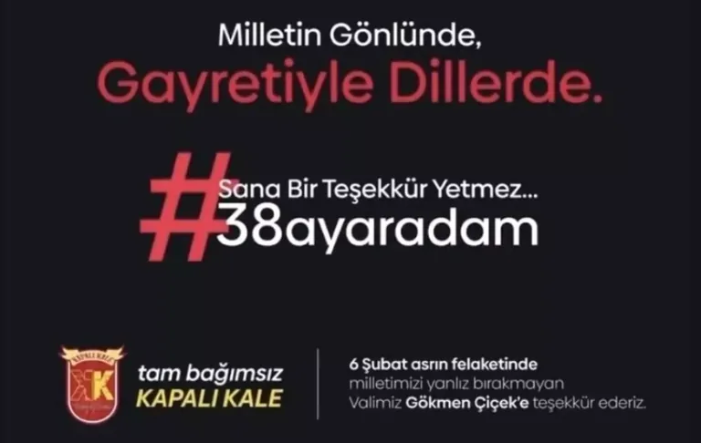 Kapalı Kale’den Vali Gökmen Çiçek’e Anlamlı Ünvan: 38 AYAR ADAM — haber görseli