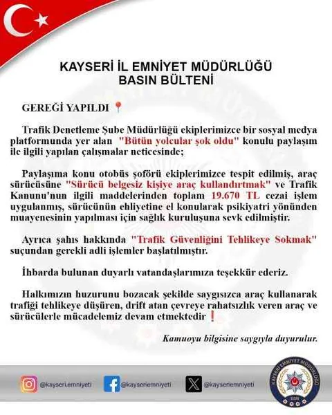 Kayseri’de Skandal Olay! Yolcular Dehşete Düştü: Çocuğa Otobüs Sürdürüldü — haber görseli