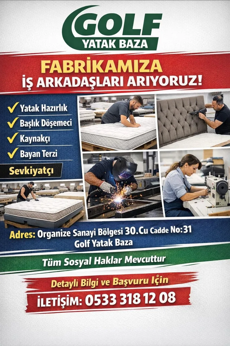 Kayseri OSB'de Faaliyet Gösteren Golf Yatak Baza Personel Alımı Yapacak — haber görseli
