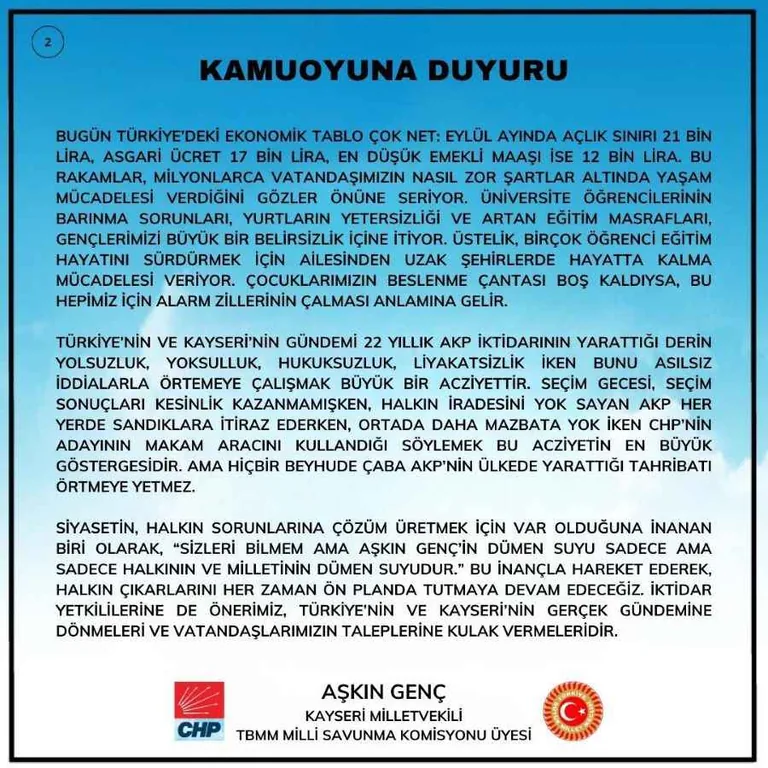 CHP'li Genç’ten AK Parti’ye Sert Yanıt: “Asılsız İddialarla Gerçek Gündemi Örtemezsiniz!” — haber görseli