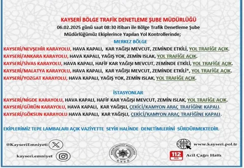 Kayseri'de Kar Yağışı Etkili Oluyor: İşte Yol Durumu — haber görseli