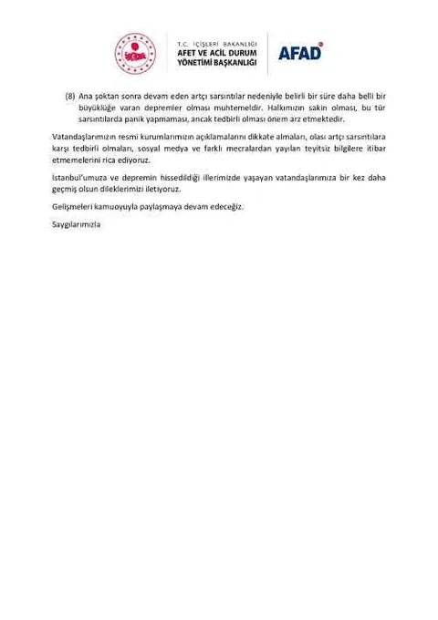 AFAD'dan 6.2 Büyüklüğündeki Silivri Depremi Hakkında Kritik Açıklama — haber görseli