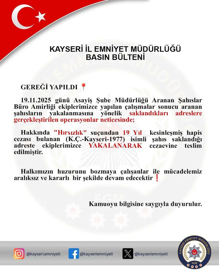 Sondakika Kayseri'de Hırsızlık Suçundan 19 Yıl Hükümlü Kadın Firari Yakalandı — haber görseli