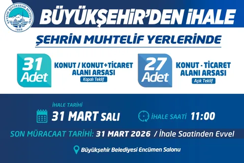 Kayseri’de 58 arsa, kapalı ve açık teklif usulüyle ayrı ayrı satışa çıkarılıyor — haber görseli