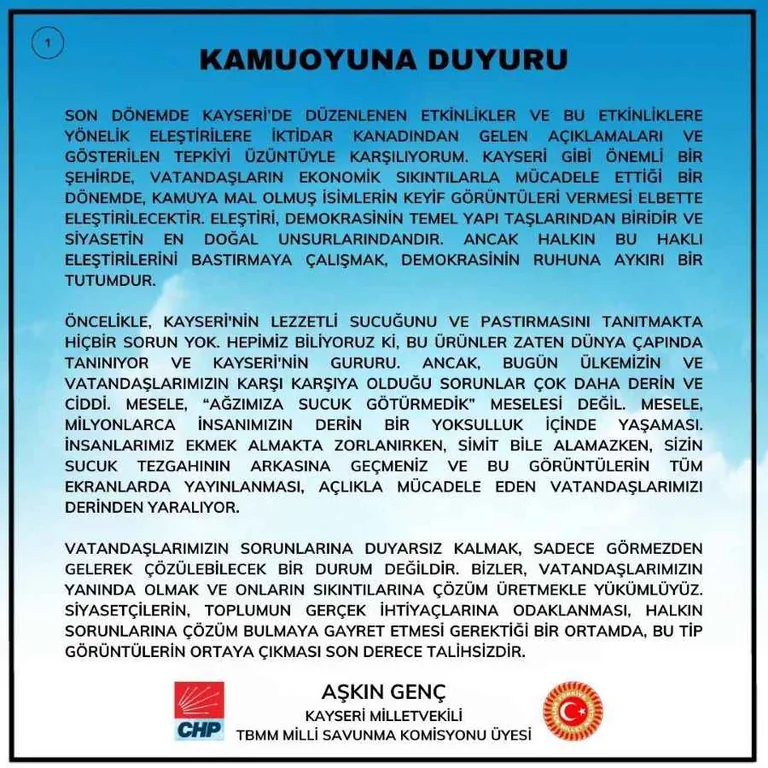 CHP'li Genç’ten AK Parti’ye Sert Yanıt: “Asılsız İddialarla Gerçek Gündemi Örtemezsiniz!” — haber görseli