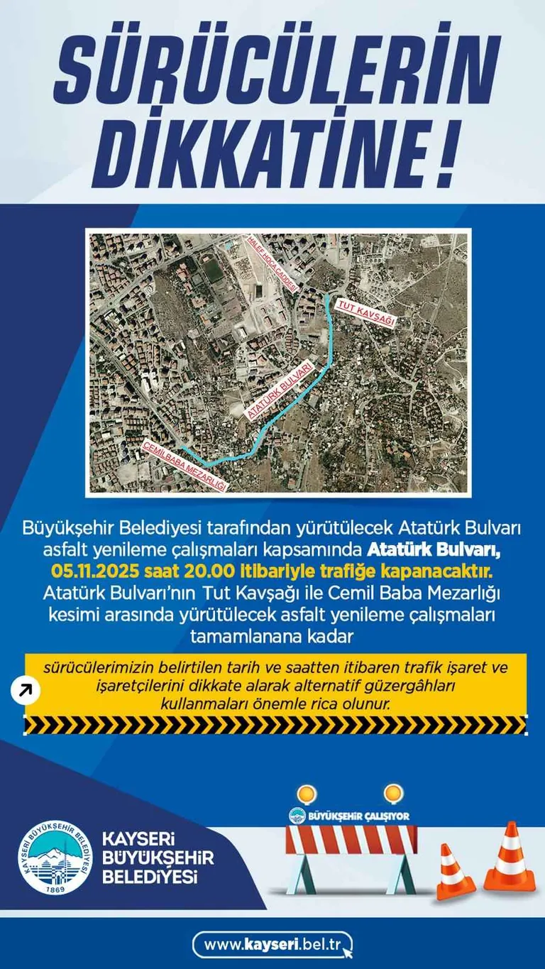 DİKKAT ASFALT ÇALIŞMASI VAR! Atatürk Bulvarı trafiğe kapanıyor! — haber görseli