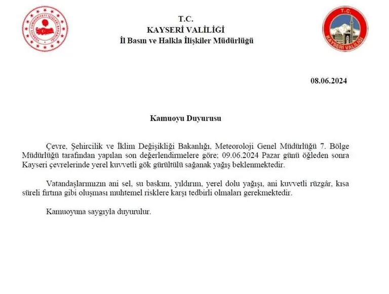 Meteoroloji 7.Bölge Müdürlüğü Yine Sınıfta Kaldı! Valilik Pazar Günü İçin Uyardı Kayseri'yi Bugün Dolu Vurdu — haber görseli
