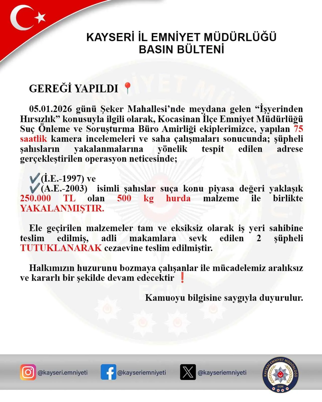75 SAATLİK KAMERA KAYDI HIRSIZLARI ELE VERDİ! Şeker Mahallesi Hurda Hırsızları Yakalandı — haber görseli