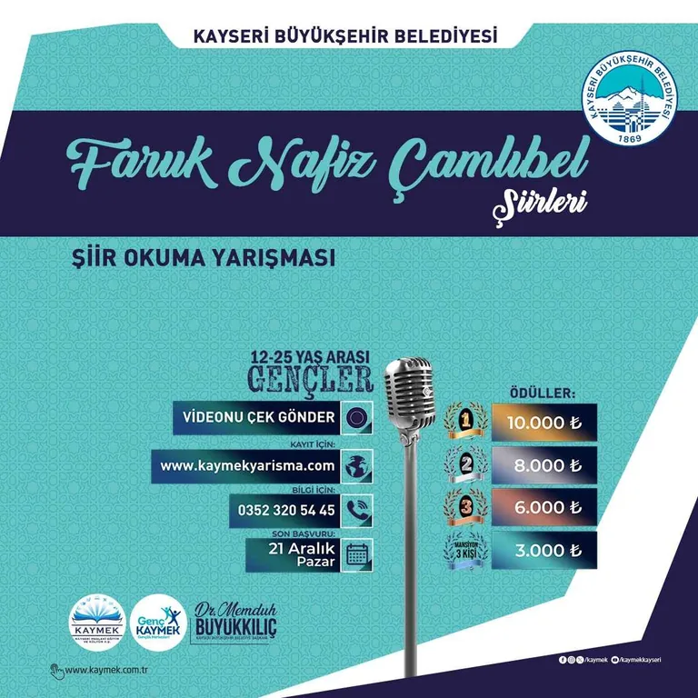Kayseri Büyükşehir’den Gençlere 33 Bin TL Ödüllü Şiir Okuma Yarışması! — haber görseli