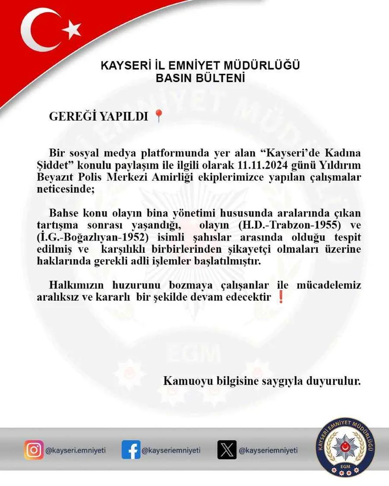 Kayseri'de Kadına Şiddet! Bina yöneticileri arasında yumruklu kavga — haber görseli