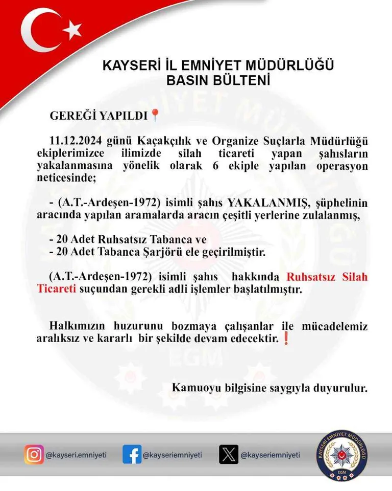 Otomobil Değil Sanki Cephanelik! Kayseri'de Araç İçine Zulalanmış Çok Sayıda Silah Ele Geçirildi — haber görseli