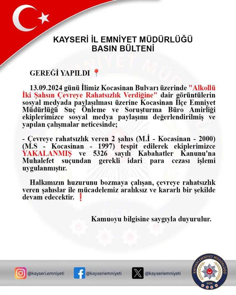 Çevreyi Rahatsız Eden Alkollü 2 Şahsa Ceza Yağdı! — haber görseli