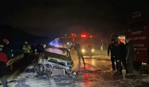 Nevşehir Kayseri Karayolunda Kaza! Otomobil ve Motosiklet Alev Aldı — haber görseli