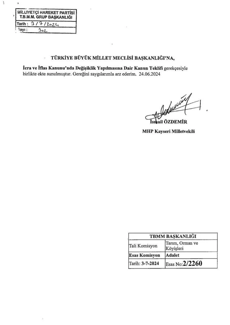 MHP’li Özdemir, çiftçilerin mağduriyetlerinin giderilmesini amaçlayan kanun teklifini TBMM Başkanlığına sundu — haber görseli