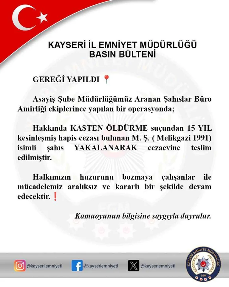 Kasten Öldürme Suçundan 15 Yıl Hükümlü Firari Yakalandı — haber görseli