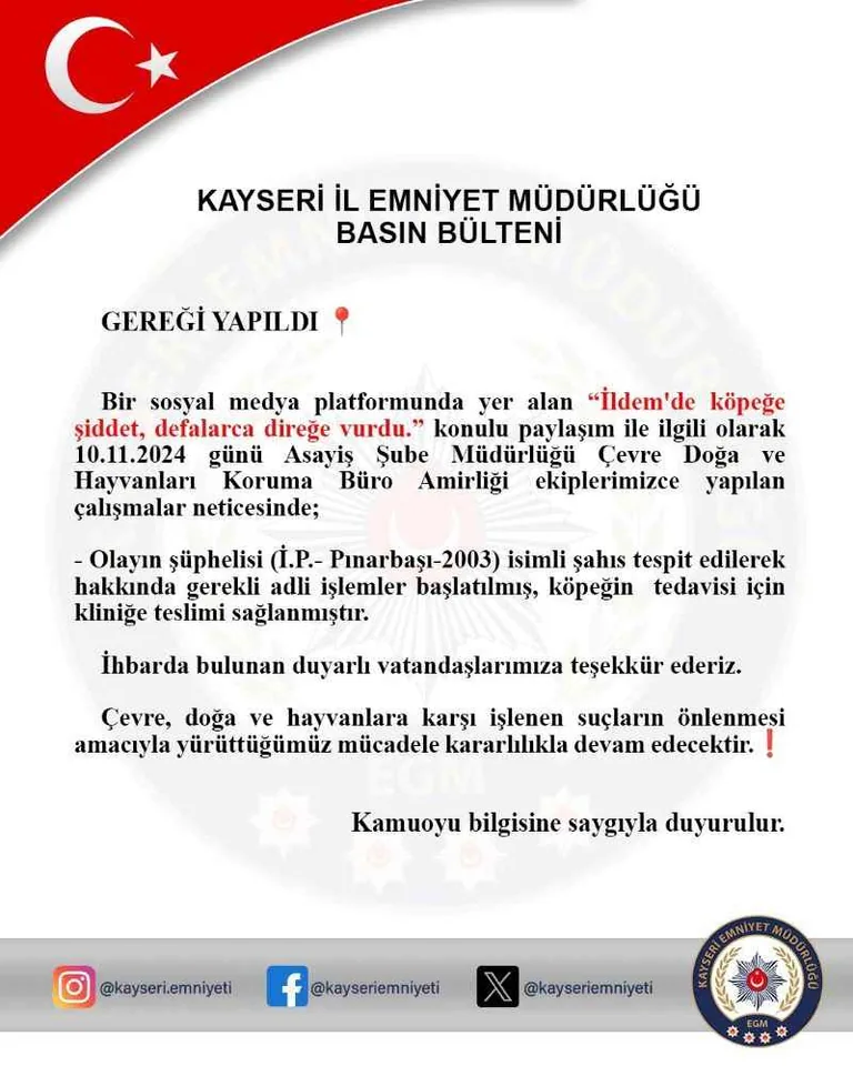 Kayseri’nin İldem mahallesinde bir köpeğe uygulanan şiddet görüntüleri, emniyet ekiplerini alarma geçirdi! — haber görseli
