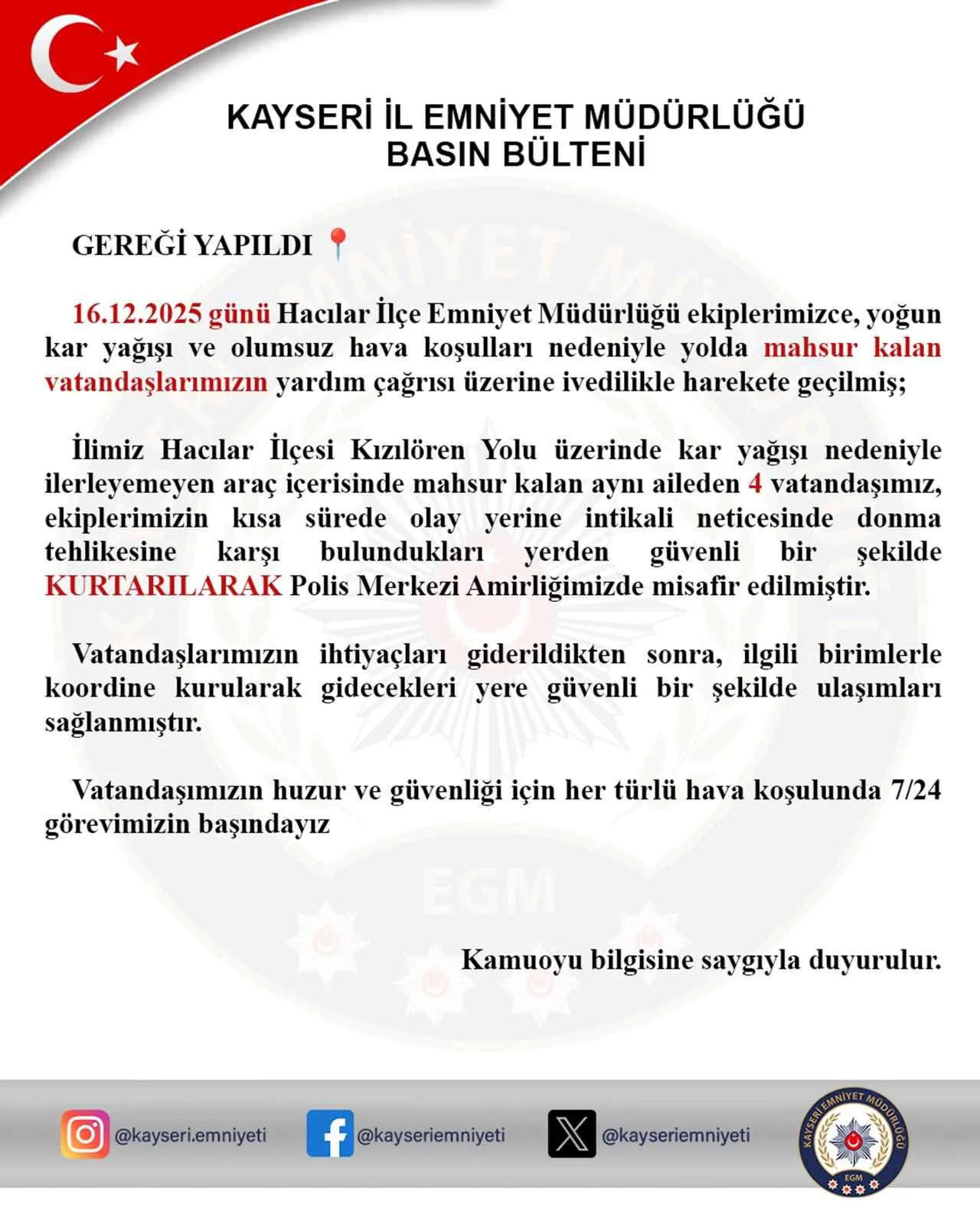 Hacılar Kızılören Yolunda Can Pazarı! Yolda Mahsur Kalan Aile Donmaktan Son Anda Kurtarıldı — haber görseli
