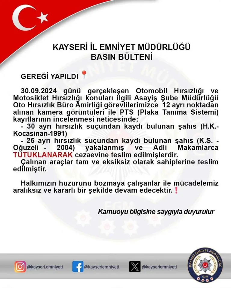 Kayseri'de Suç makinesi İkili Yakalandı — haber görseli