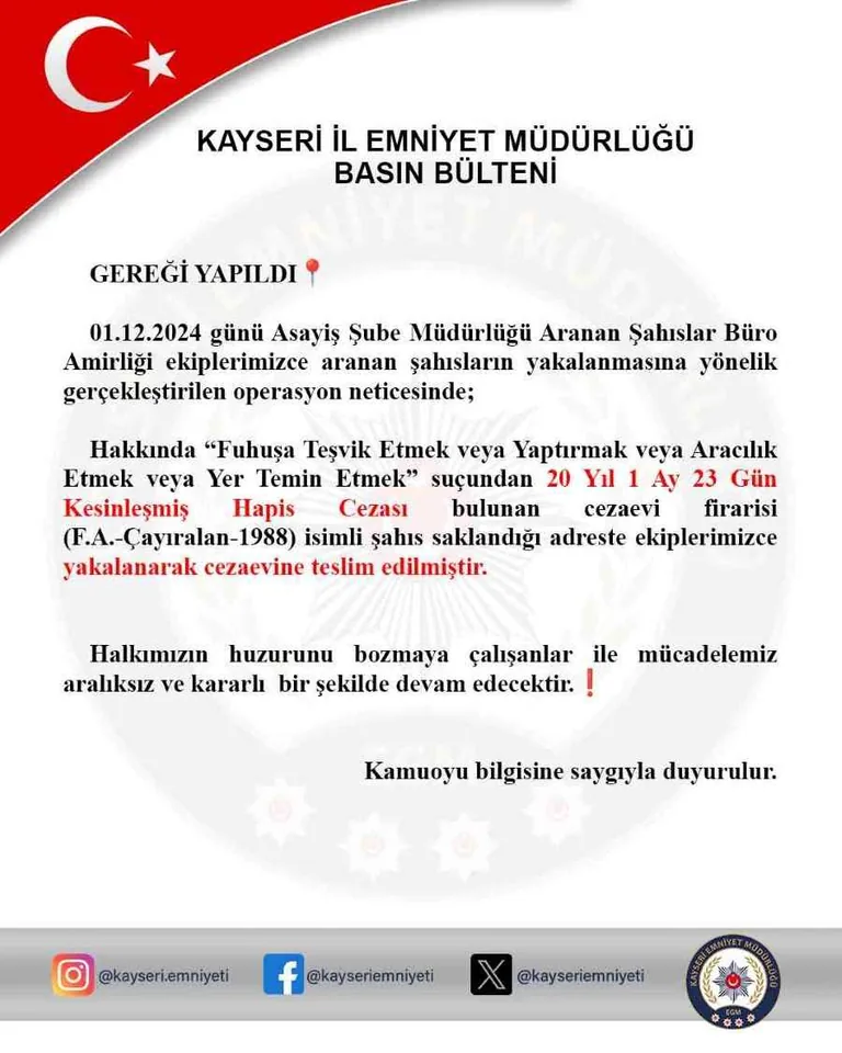 20 Yıl Hükümlü Cezaevi Firarisi Yakalandı — haber görseli