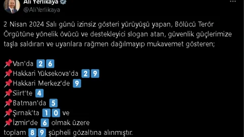 Birçok İlde Terör Örgütü Yandaşlarından Polise Saldırı! Bakan Yerlikaya Duyurdu: 89 Gözaltı — haber görseli