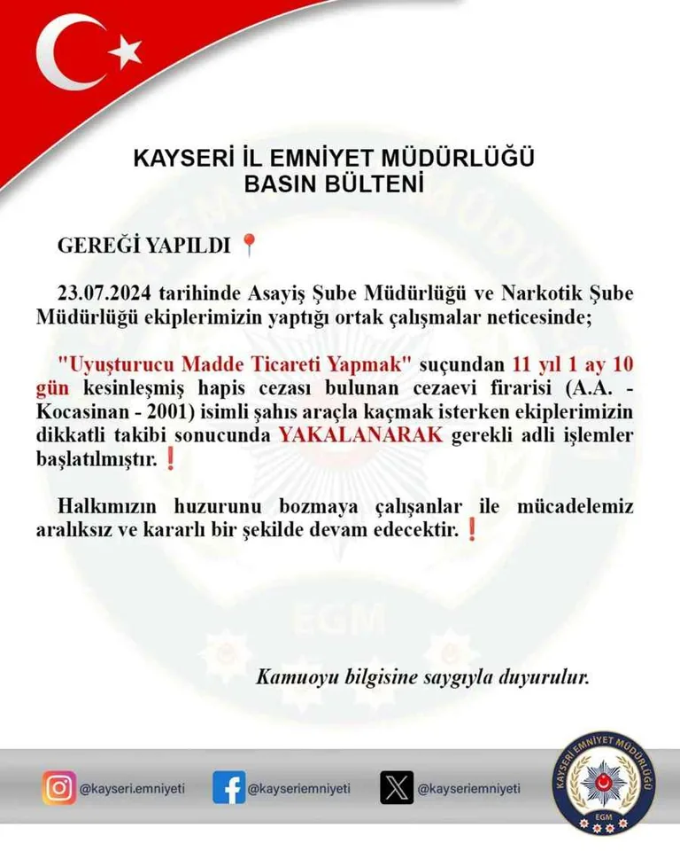Uyuşturucu ticareti suçundan aranan firari yakalandı — haber görseli