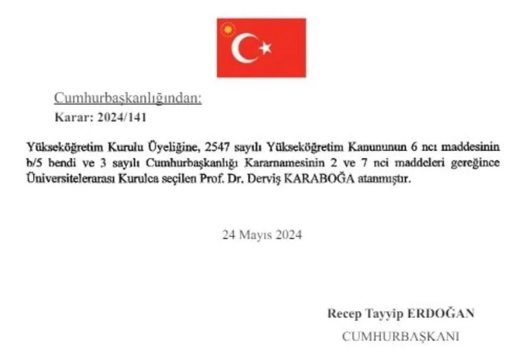 ERÜ'lü Öğretim Üyesi Karaboğa, Yükseköğretim Kurulu Üyeliği'ne Atandı — haber görseli