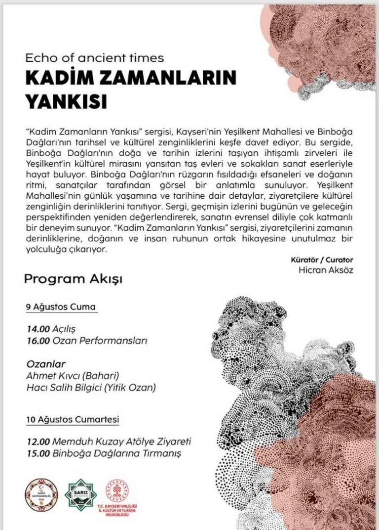 Kayseri Sarız’da Sanat Rüzgarı: ‘Kadim Zamanların Yankısı’ Sergisi 9-15 Ağustos’ta  — haber görseli