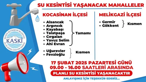 KASKİ’DEN 11 MAHALLE İÇİN SU KESİNTİSİ UYARISI — haber görseli