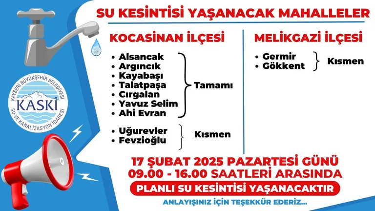 KASKİ’DEN 11 MAHALLE İÇİN SU KESİNTİSİ UYARISI — haber görseli
