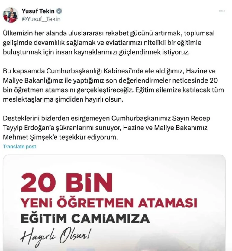 20 Bin Öğretmen Ataması Yapılacak — haber görseli