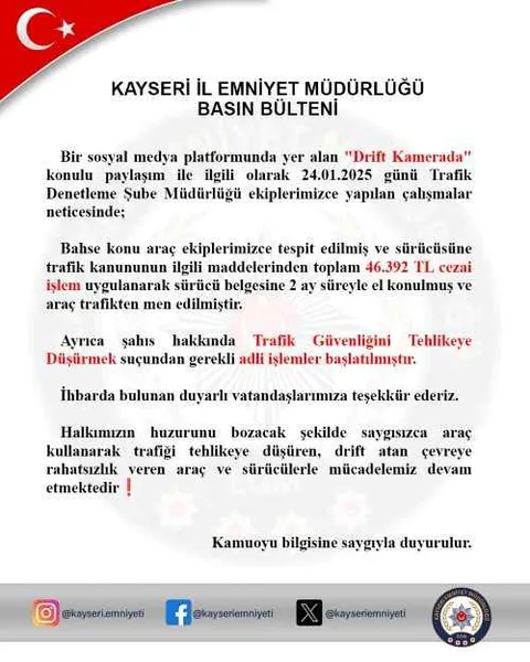 Drift Atmak Pahalıya Patladı! Sürücüye 46 Bin 392 TL Ceza — haber görseli
