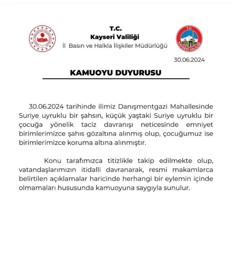 Küçük Yaştaki Çocuğu Taciz Eden Yabancı Uyruklu Şüpheli Gözaltına Alındı — haber görseli