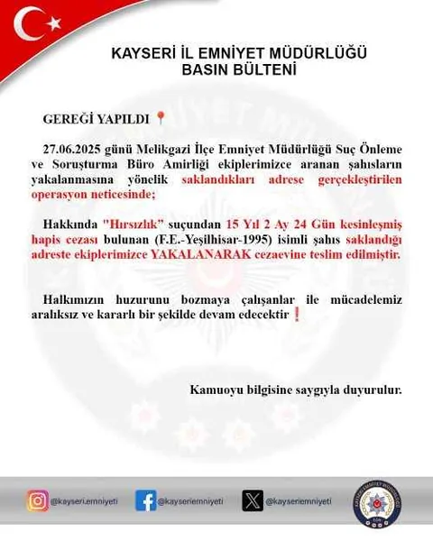 Hırsızlık Suçundan 15 Yıl Hükümlü Kadın, Saklandığı Adreste Yakalandı — haber görseli