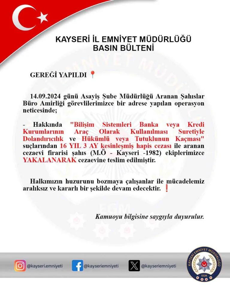 16 Yıl Hapis Cezası Bulunan Cezaevi Firarisi Yakayı Ele Verdi! — haber görseli