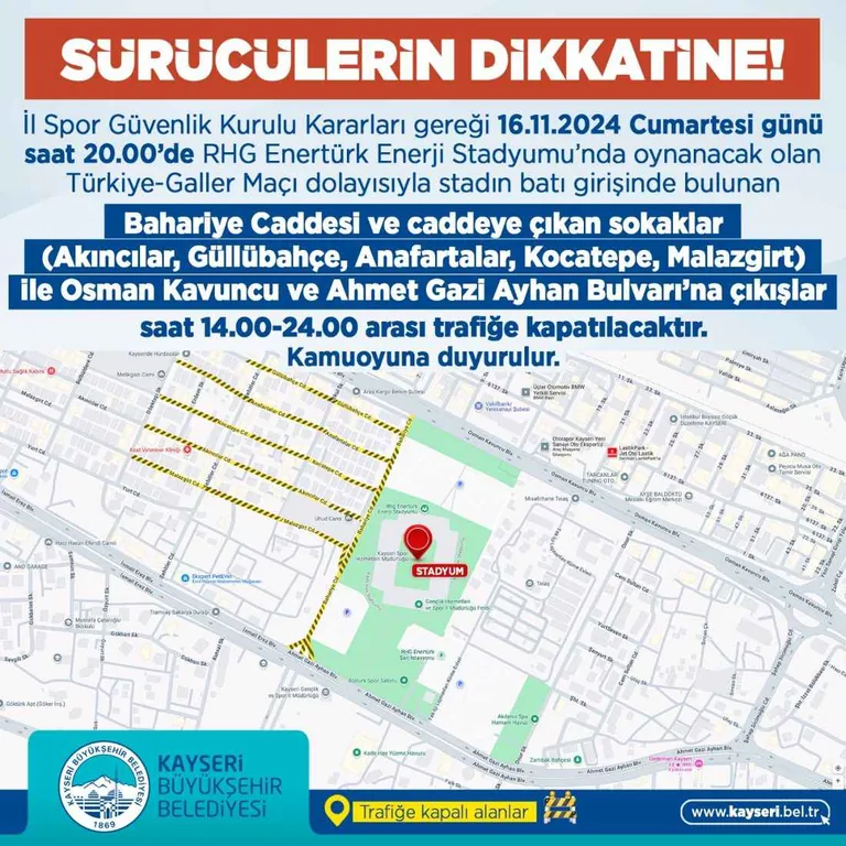 BÜYÜKŞEHİR’DEN ARAÇ SÜRÜCÜLERİNE MİLLİ MAÇ ÖNCESİ ÖNEMLİ DUYURU — haber görseli